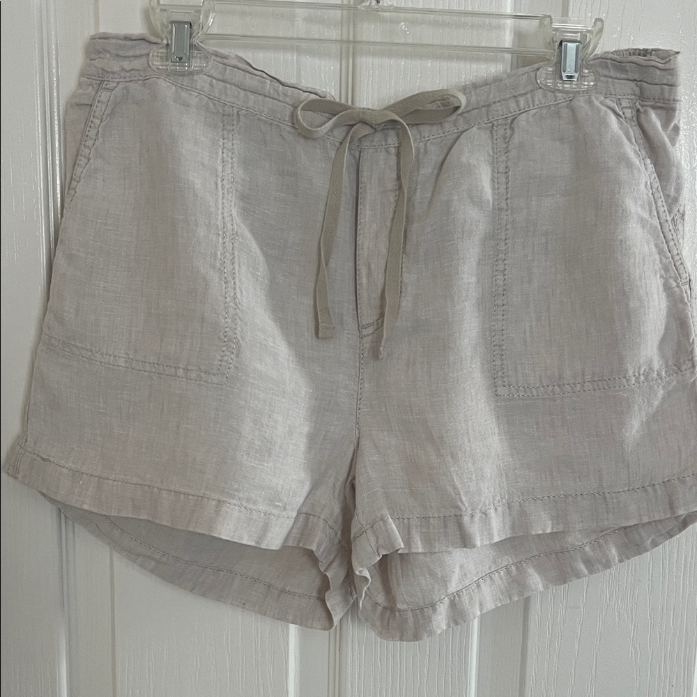 Caslon Light Taupe High-Waist Linen Drawstring Shorts